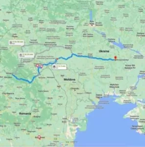 Map above is the journey last week made from Romania into Ukraine by the team to visit the dog shelter.